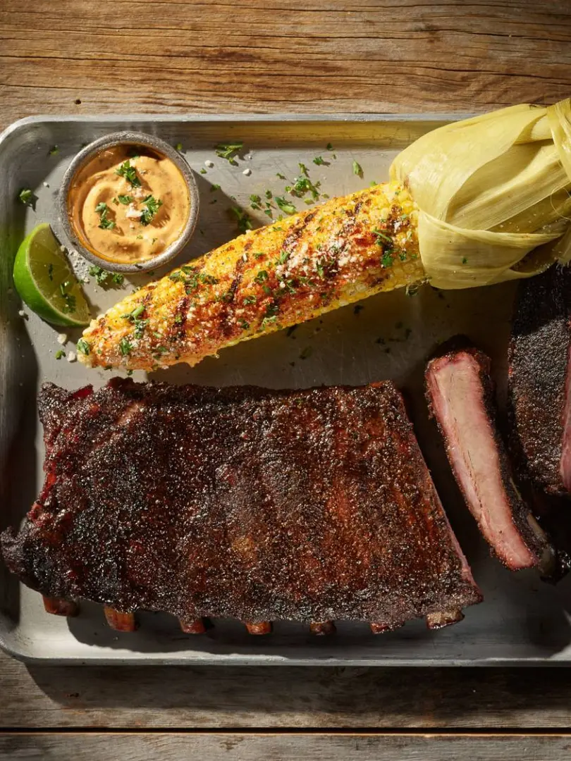 Ribs and Corn at Blind Box BBQ